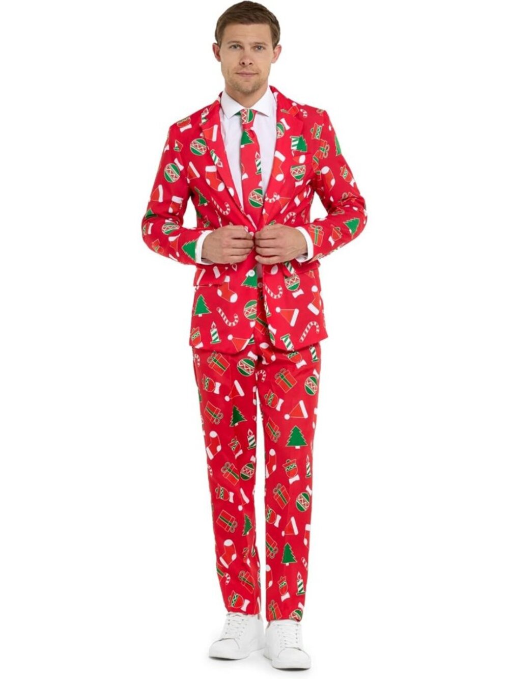 Stylish Men's Christmas Party Costume - Slim Fit Blazer, Pants & Tie Set